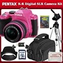 Pentax K-r Digital SLR Camera with 18-55mm Lens (Pink) + SSE Accessory Package Including 8GB SDHC Memory Card, Jump Start Guide To SLR, Carrying Case, Full Size Tripod And SSE Cleaning Cloth